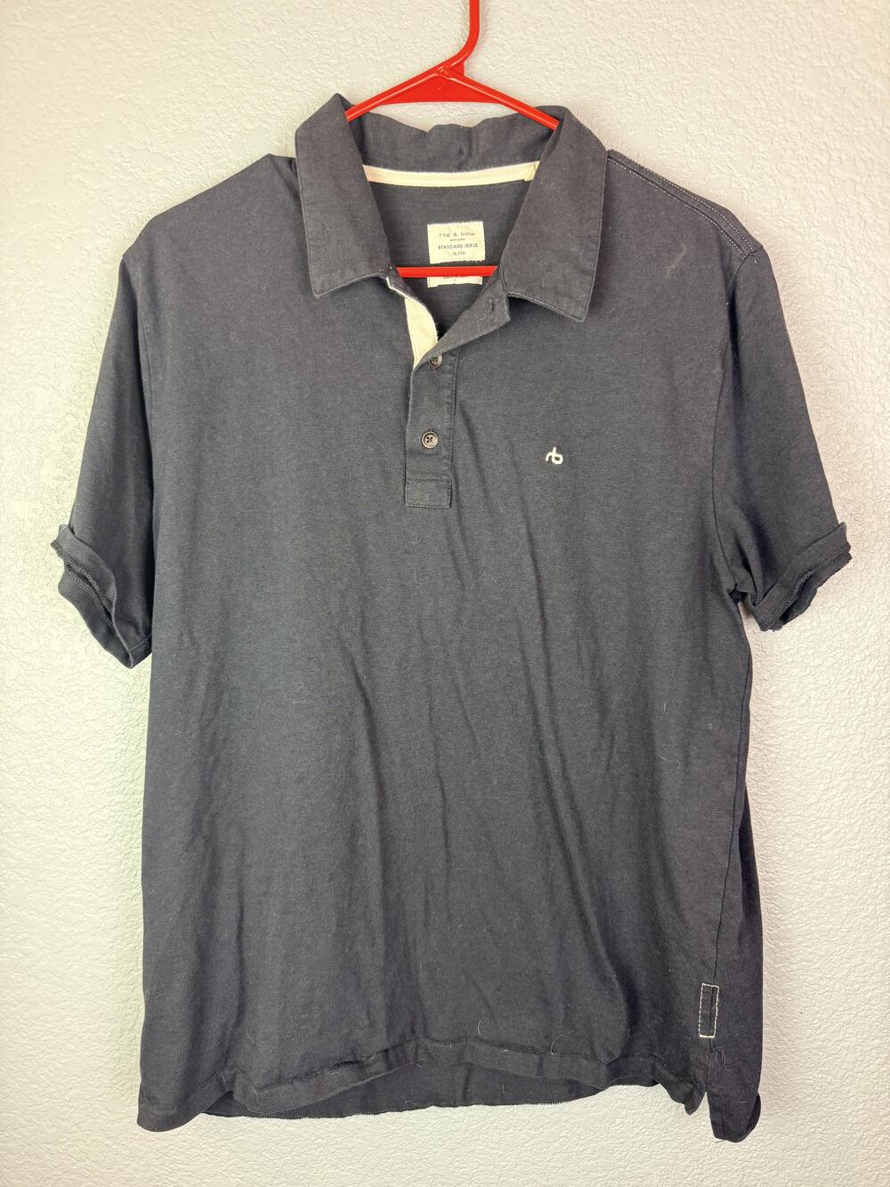 Rag & Bone Polo Shirt Mens XL Navy Blue Standard Issue Logo Casual Short Sleeve